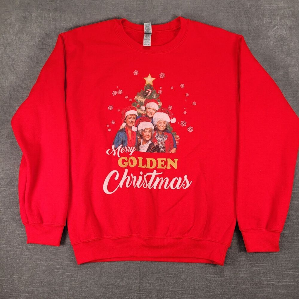 Golden Girls Christmas Vintage Pullover Sweater Red Womens Size Small Gildan